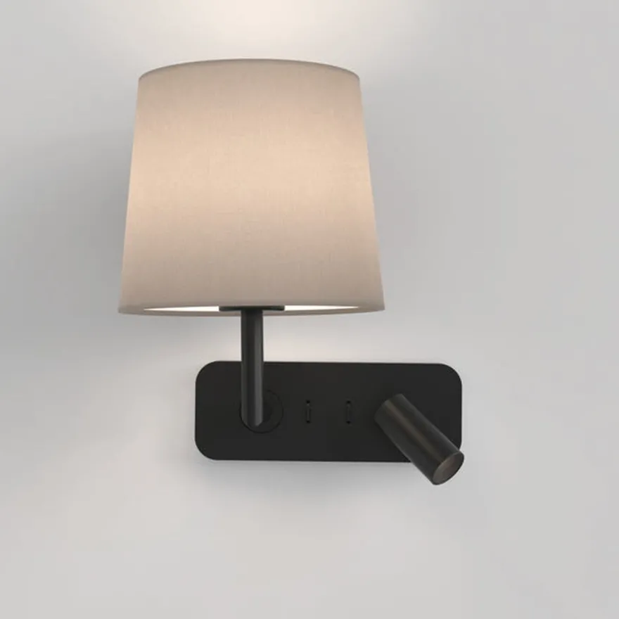 Side by Side vegglampe med skjerm