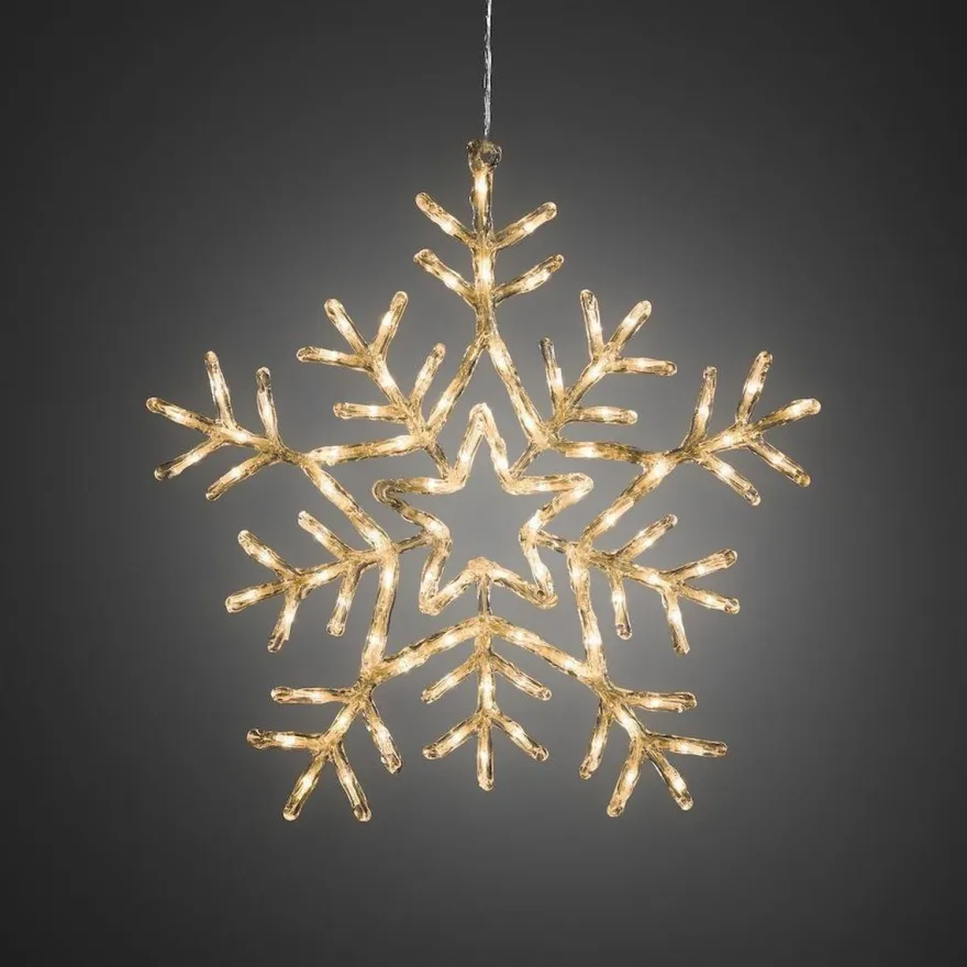 Snøfnugg med 90 varmhvite LED 58 cm IP44 utendørs
