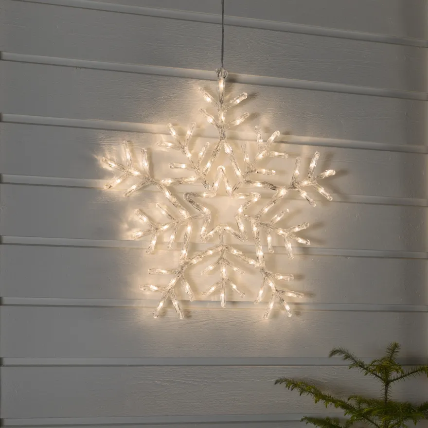 Snøfnugg med 90 varmhvite LED 58 cm IP44 utendørs