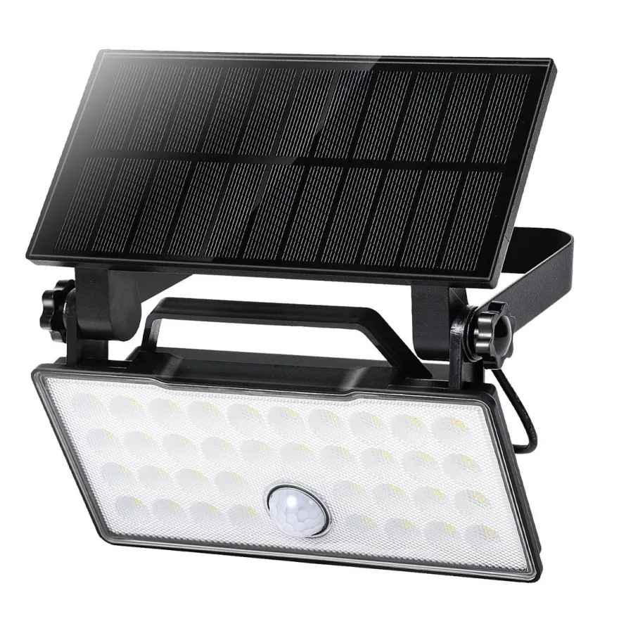 Solar portabel vegglampe 10W 3000 Kelvin IP65 utendørs med solcelle og sensor