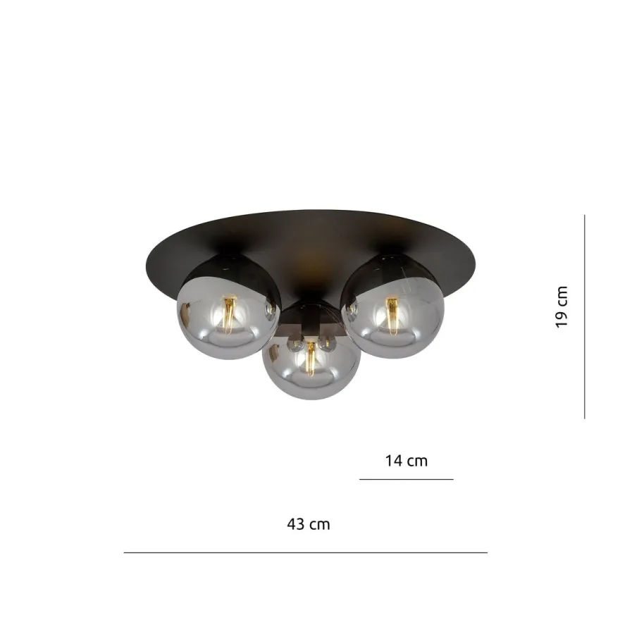 Solar taklampe 3 lys - Svart/Røykfarget