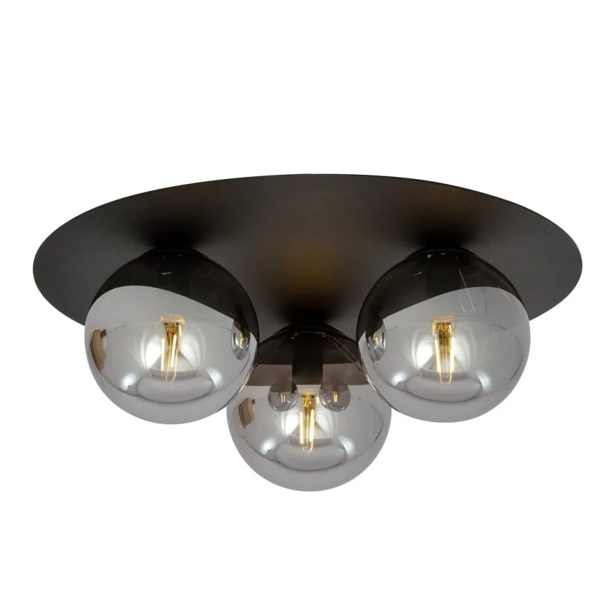 Solar taklampe 3 lys - Svart/Røykfarget