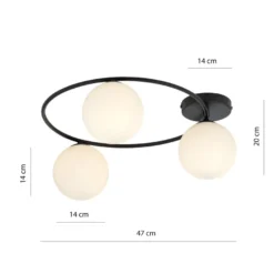 Sopra taklampe 3-lys - Svart/Opal