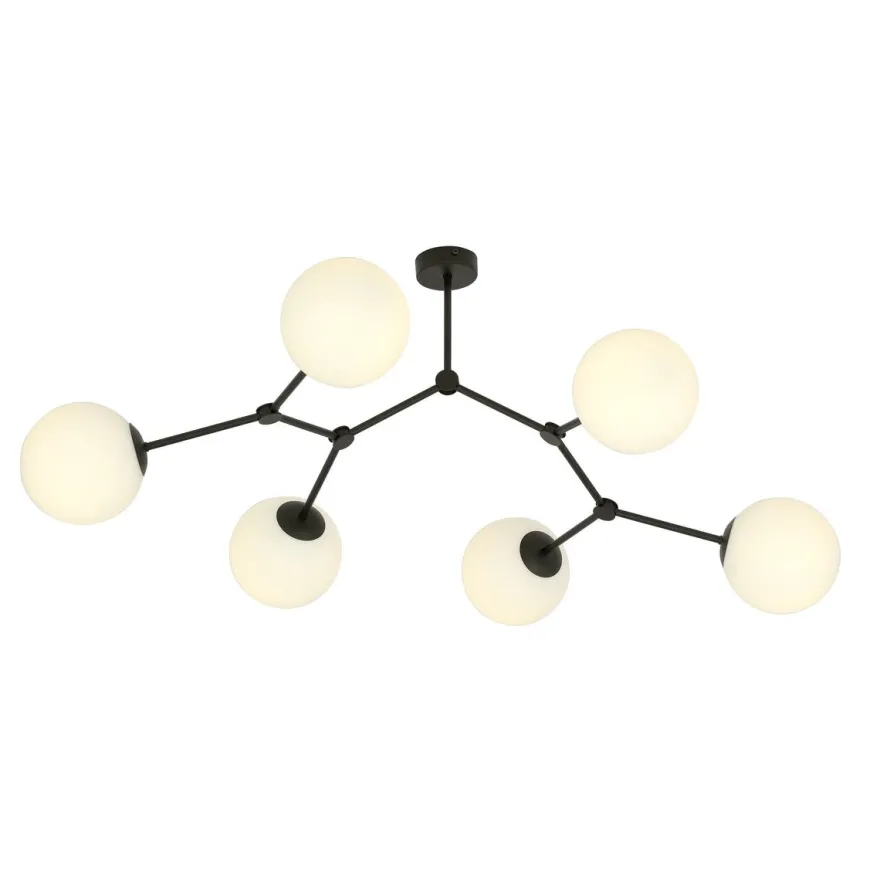 Space taklampe 6 lys - Svart/Opal