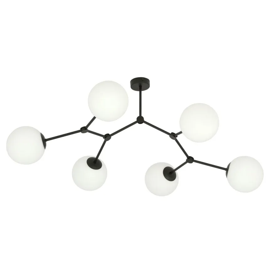 Space taklampe 6 lys - Svart/Opal