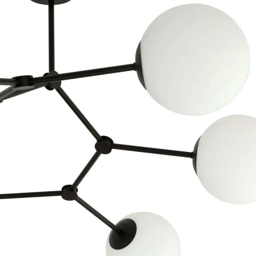 Space taklampe 6 lys - Svart/Opal