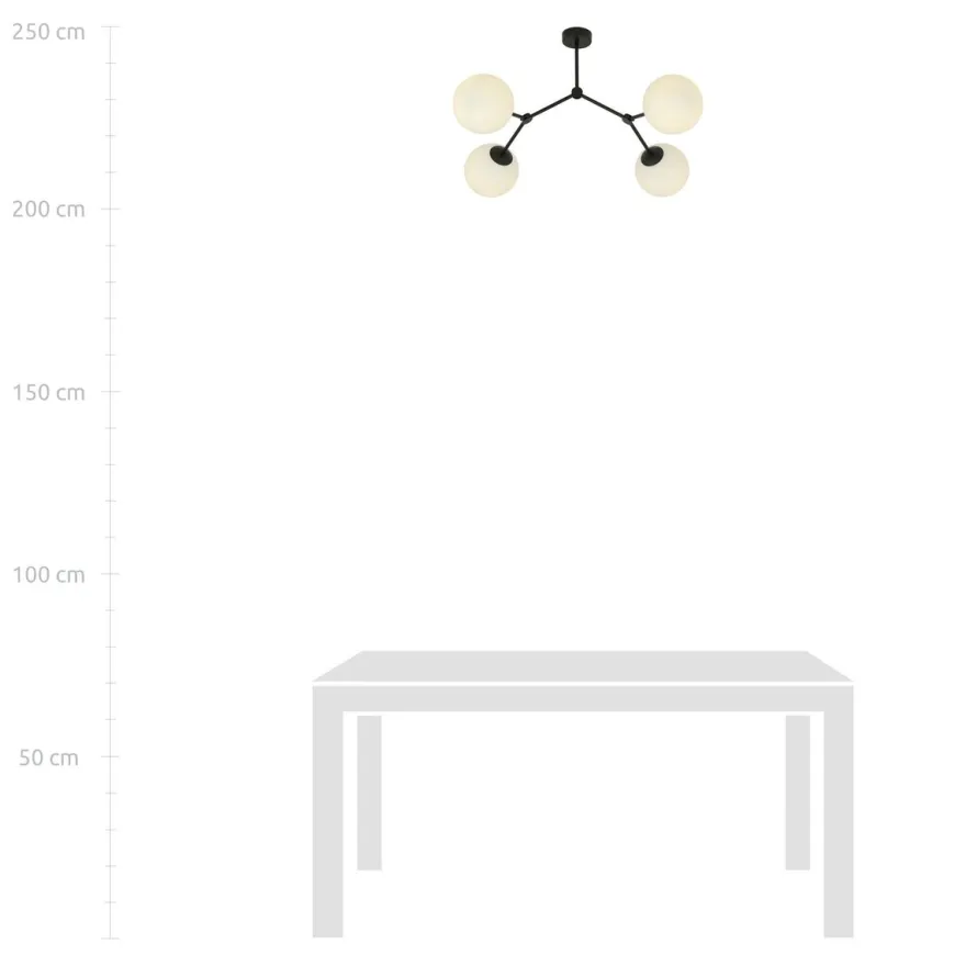 Space taklampe 4 lys - Svart/Opal