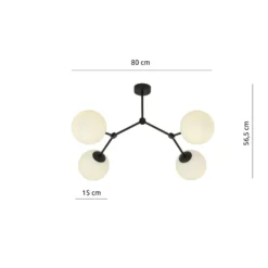 Space taklampe 4 lys - Svart/Opal