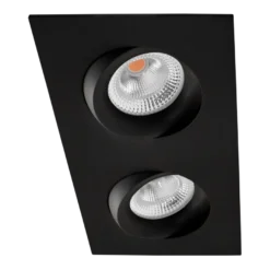 Tigrus Square Double 360° justerbare lavtbyggende downlight 2x7W 2700K IP44 - Svart