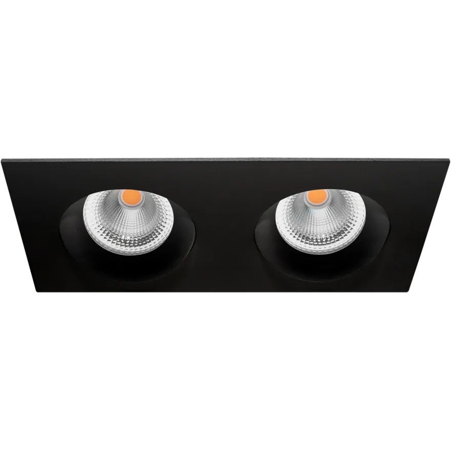 Tigrus Square Double 360° justerbare lavtbyggende downlight 2x8W 1800-3000K Dim2Warm IP44 - Svart