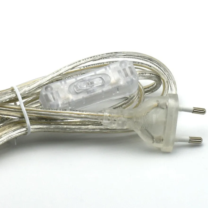 Transparent ledning m/bryter & støpsel