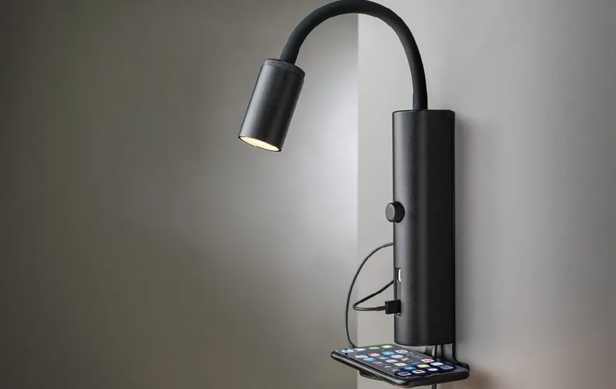 Tube vegglampe med USB 3000K dimbar