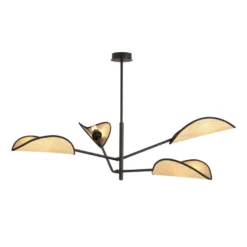 Vene taklampe 4-lys - Svart/Natur