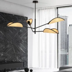 Vene taklampe 4-lys - Svart/Natur