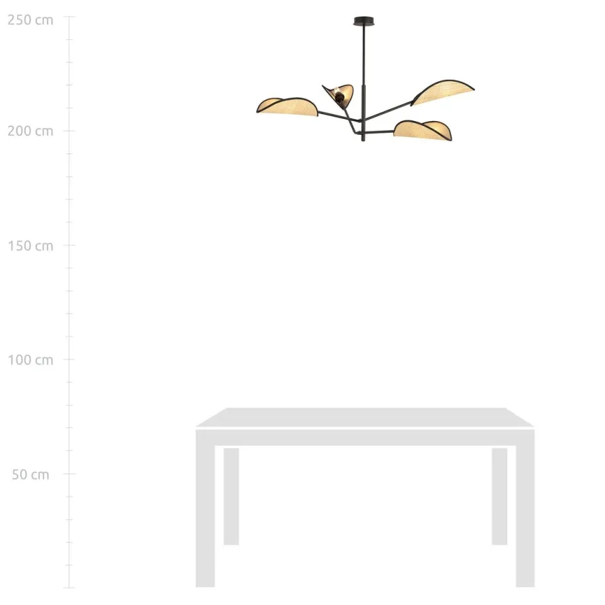 Vene taklampe 4-lys - Svart/Natur